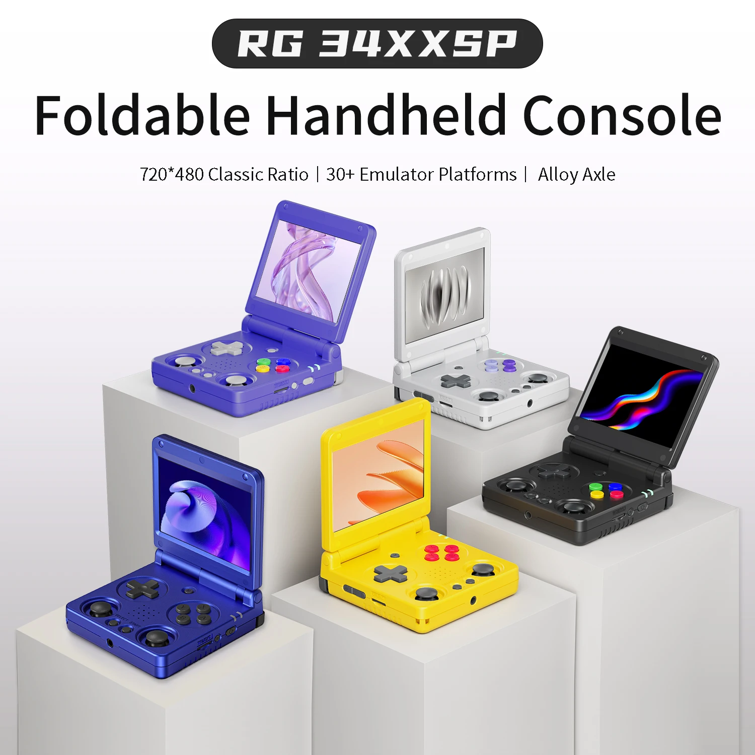 Anbernic RG34XXSP Flip Retro Handheld Game Console 3.4'' IPS 720*480 Screen Linux 64-bit 3300mAh Portable Games Player Supports Wifi Bluetooth HDMI Connection to TV Streaming RG 34XXSP