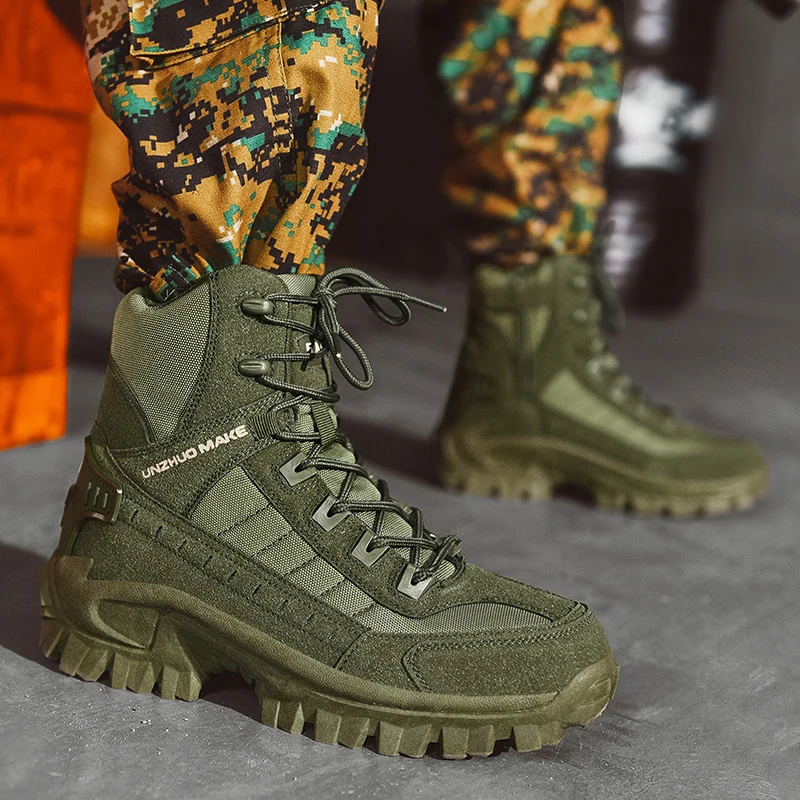 Men's Desert Combat Boots Outdoor Non-slip Tactical Boots Hiking Desert Ankle Hunting Shoes Work Safty Men Boots Botines Zapatos