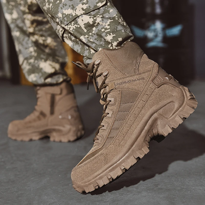 Men's Desert Combat Boots Outdoor Non-slip Tactical Boots Hiking Desert Ankle Hunting Shoes Work Safty Men Boots Botines Zapatos