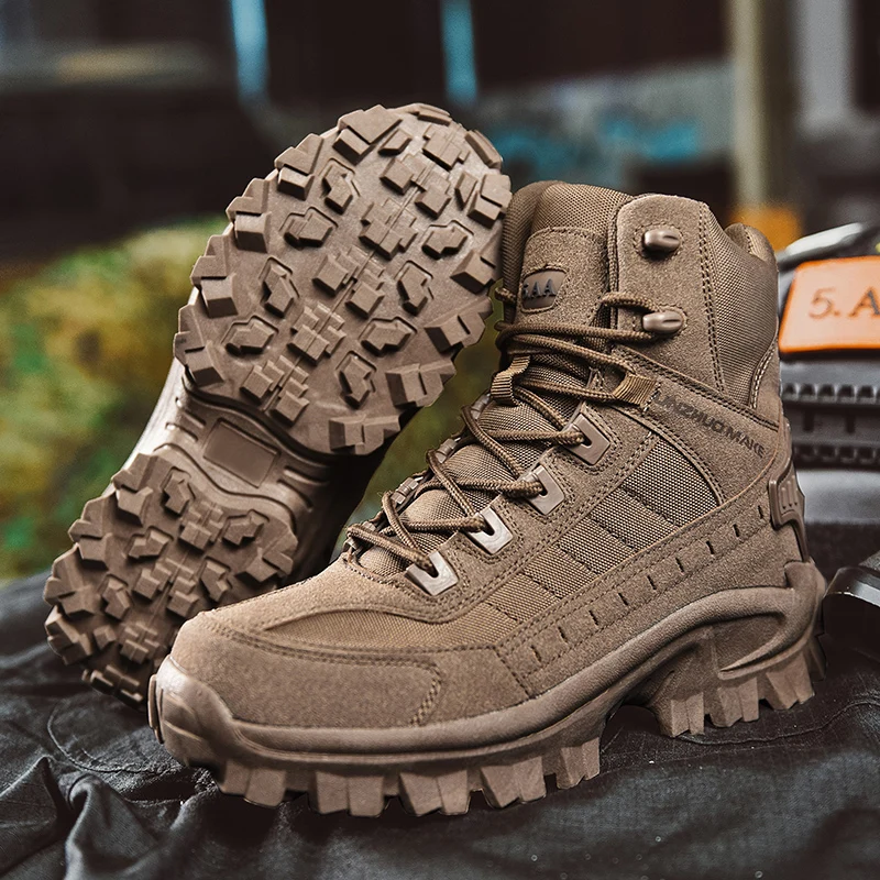 Men's Desert Combat Boots Outdoor Non-slip Tactical Boots Hiking Desert Ankle Hunting Shoes Work Safty Men Boots Botines Zapatos