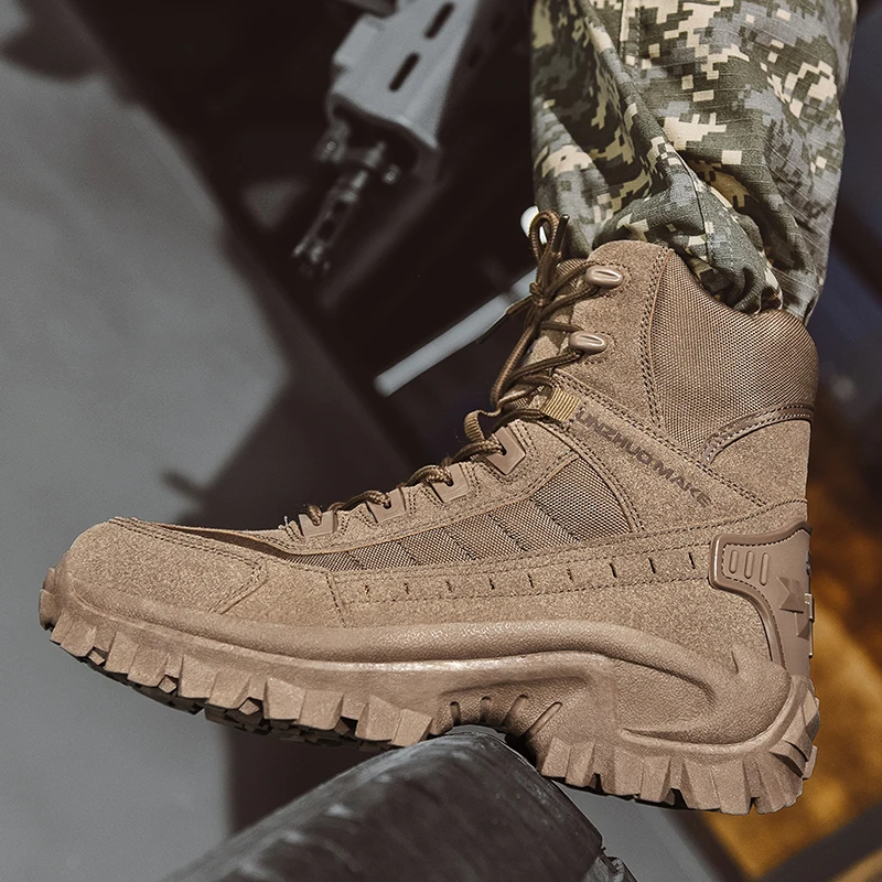 Men's Desert Combat Boots Outdoor Non-slip Tactical Boots Hiking Desert Ankle Hunting Shoes Work Safty Men Boots Botines Zapatos