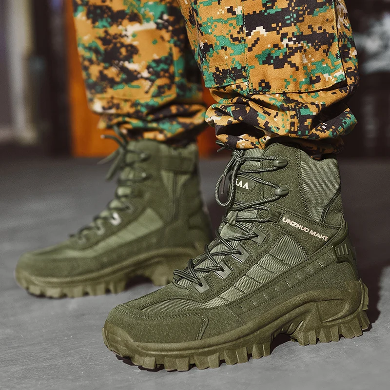 Men's Desert Combat Boots Outdoor Non-slip Tactical Boots Hiking Desert Ankle Hunting Shoes Work Safty Men Boots Botines Zapatos