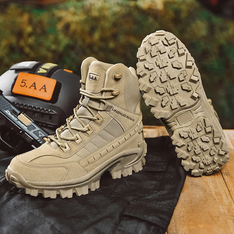 Men's Desert Combat Boots Outdoor Non-slip Tactical Boots Hiking Desert Ankle Hunting Shoes Work Safty Men Boots Botines Zapatos