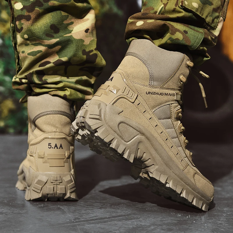 Men's Desert Combat Boots Outdoor Non-slip Tactical Boots Hiking Desert Ankle Hunting Shoes Work Safty Men Boots Botines Zapatos