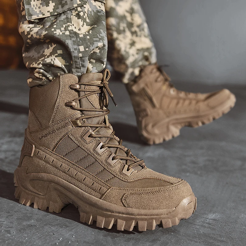 Men's Desert Combat Boots Outdoor Non-slip Tactical Boots Hiking Desert Ankle Hunting Shoes Work Safty Men Boots Botines Zapatos