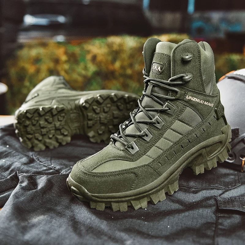 Men's Desert Combat Boots Outdoor Non-slip Tactical Boots Hiking Desert Ankle Hunting Shoes Work Safty Men Boots Botines Zapatos