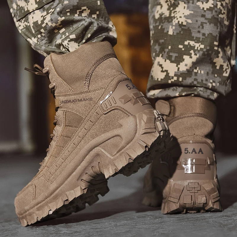Men's Desert Combat Boots Outdoor Non-slip Tactical Boots Hiking Desert Ankle Hunting Shoes Work Safty Men Boots Botines Zapatos