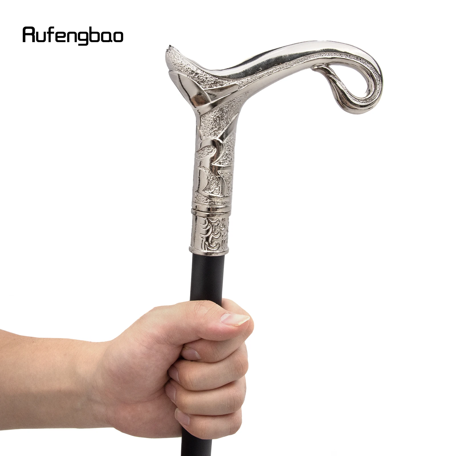 White Luxury Curve Line Type Walking Cane Fashion Decorative Walking Stick Gentleman Elegant Cosplay Cane Knob Crosier 93cm