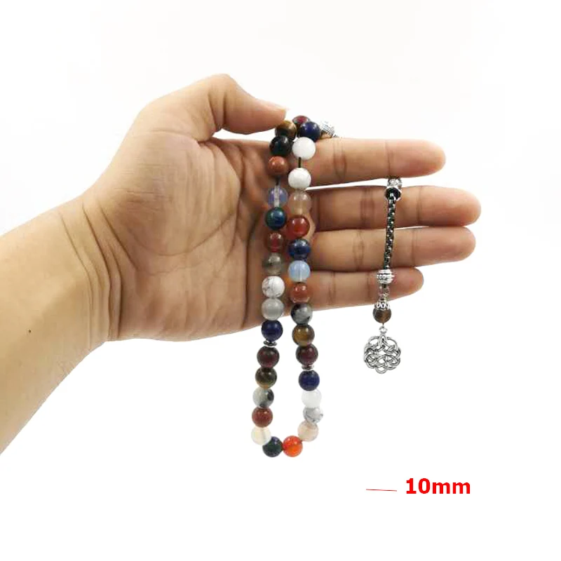 Tasbih 12 natural gemstone stone beads muslim prayer beads Eid ramadan gift islamic rosary arabic misbaha accessories on hand