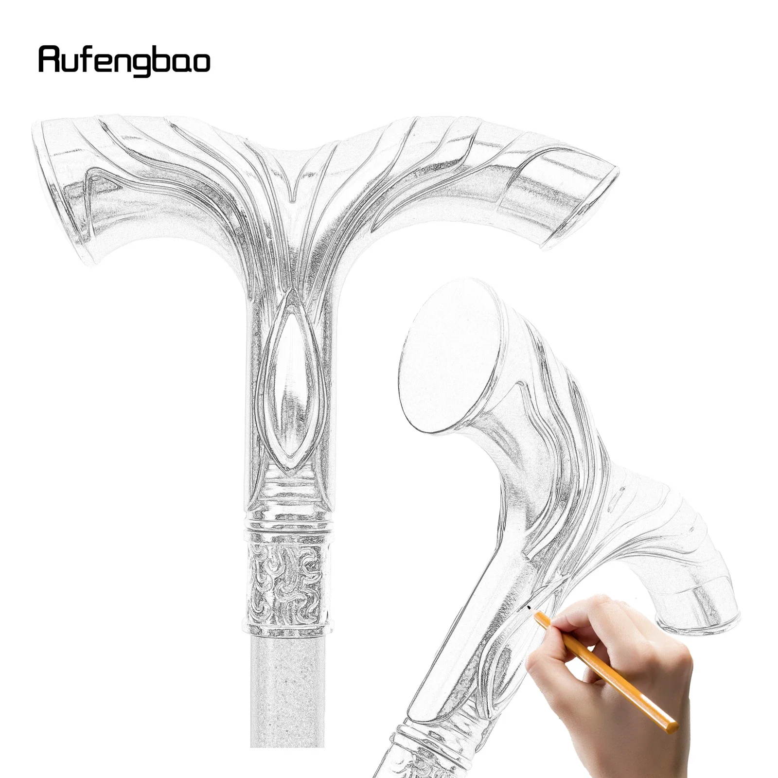Golden Black Flowing Lines Luxury Fashion Cosplay Walking Stick Party Decorative Cane Elegant Crosier Knob Walking Stick 92cm