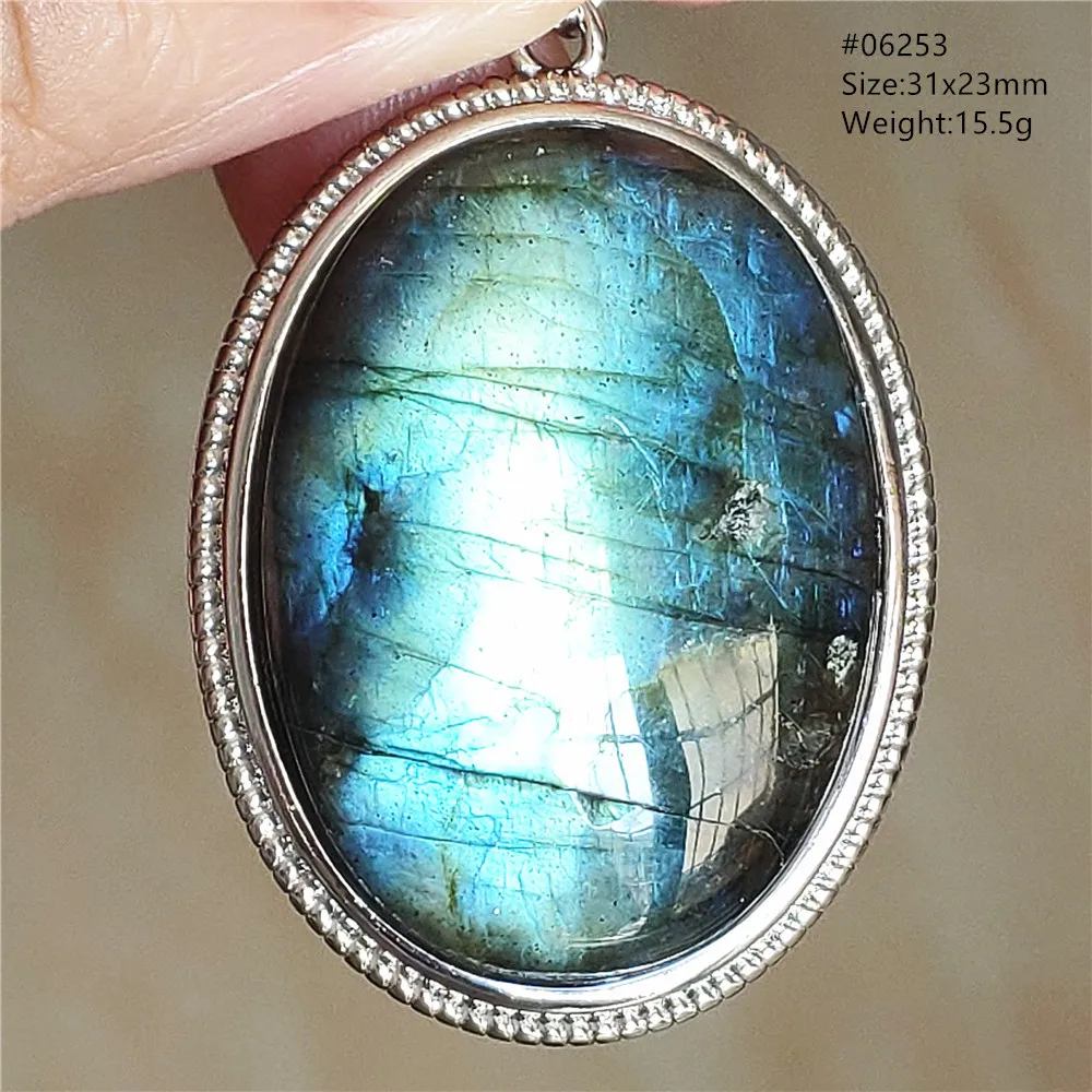 Natural Blue Light Labradorite Pendant Jewelry Water Drop Crystal Flash Labradorite Bead Necklace Women Men AAAAAA