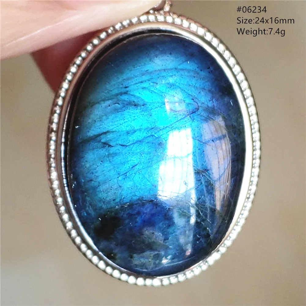 Natural Blue Light Labradorite Pendant Jewelry Water Drop Crystal Flash Labradorite Bead Necklace Women Men AAAAAA