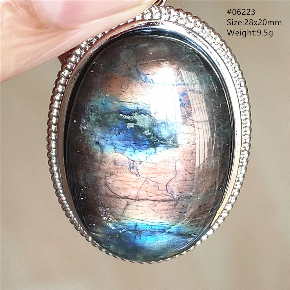 Natural Blue Light Labradorite Pendant Jewelry Water Drop Crystal Flash Labradorite Bead Necklace Women Men AAAAAA