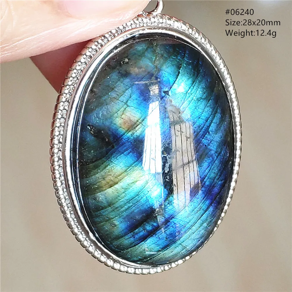 Natural Blue Light Labradorite Pendant Jewelry Water Drop Crystal Flash Labradorite Bead Necklace Women Men AAAAAA