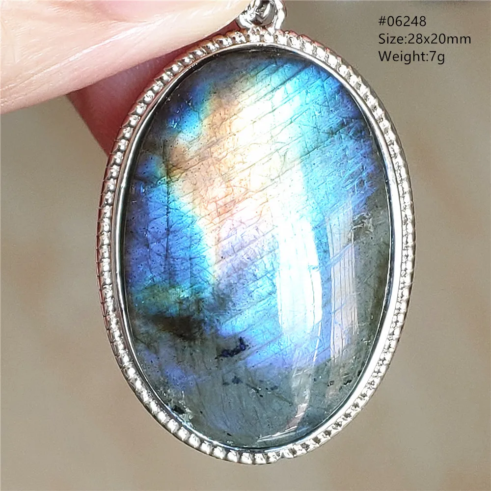 Natural Blue Light Labradorite Pendant Jewelry Water Drop Crystal Flash Labradorite Bead Necklace Women Men AAAAAA