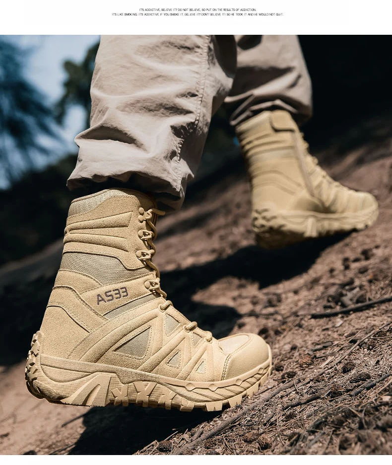 Men's High-Top Outdoor Boots Autumn Winter New Style Climbing Mountain Off-Road Tactical Boots Large Size Comfortable Shoes