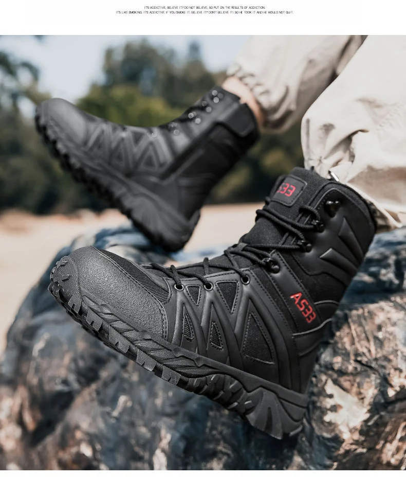Men's High-Top Outdoor Boots Autumn Winter New Style Climbing Mountain Off-Road Tactical Boots Large Size Comfortable Shoes