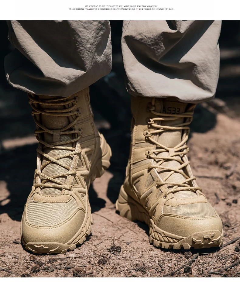 Men's High-Top Outdoor Boots Autumn Winter New Style Climbing Mountain Off-Road Tactical Boots Large Size Comfortable Shoes