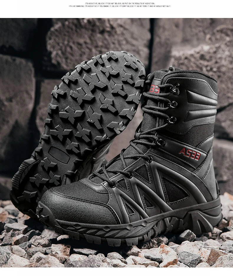 Men's High-Top Outdoor Boots Autumn Winter New Style Climbing Mountain Off-Road Tactical Boots Large Size Comfortable Shoes