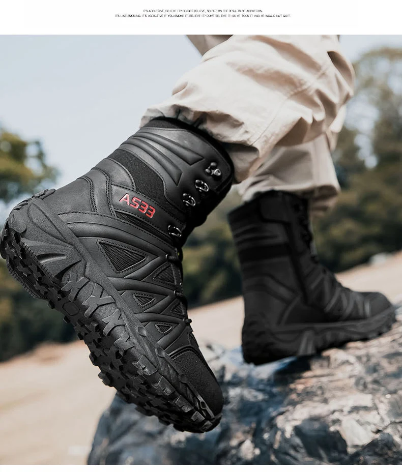 Men's High-Top Outdoor Boots Autumn Winter New Style Climbing Mountain Off-Road Tactical Boots Large Size Comfortable Shoes
