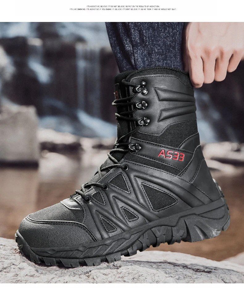 Men's High-Top Outdoor Boots Autumn Winter New Style Climbing Mountain Off-Road Tactical Boots Large Size Comfortable Shoes