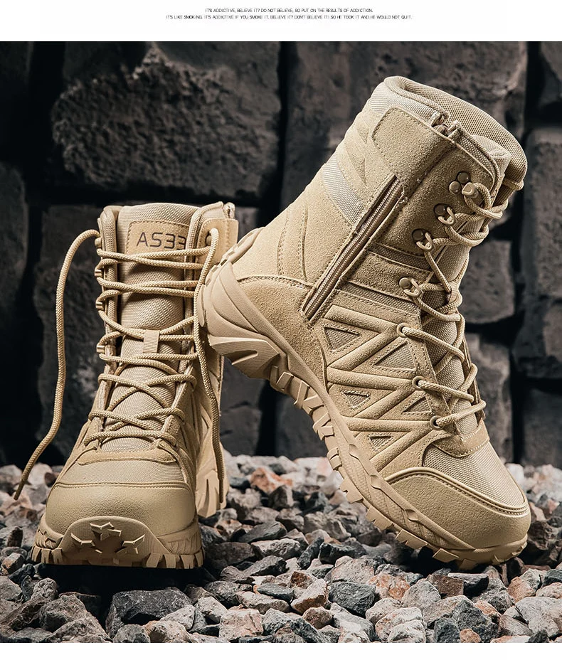 Men's High-Top Outdoor Boots Autumn Winter New Style Climbing Mountain Off-Road Tactical Boots Large Size Comfortable Shoes