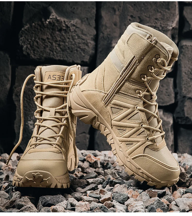 Men's High-Top Outdoor Boots Autumn Winter New Style Climbing Mountain Off-Road Tactical Boots Large Size Comfortable Shoes