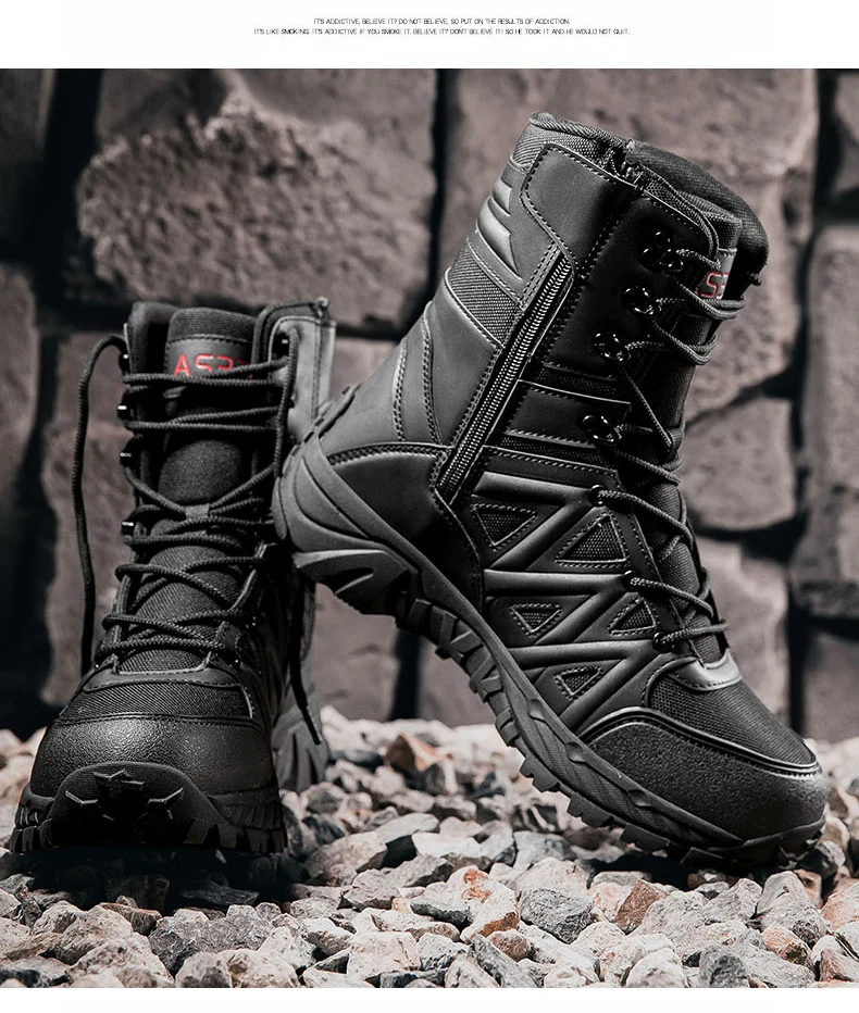 Men's High-Top Outdoor Boots Autumn Winter New Style Climbing Mountain Off-Road Tactical Boots Large Size Comfortable Shoes