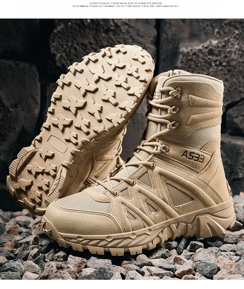 Men's High-Top Outdoor Boots Autumn Winter New Style Climbing Mountain Off-Road Tactical Boots Large Size Comfortable Shoes