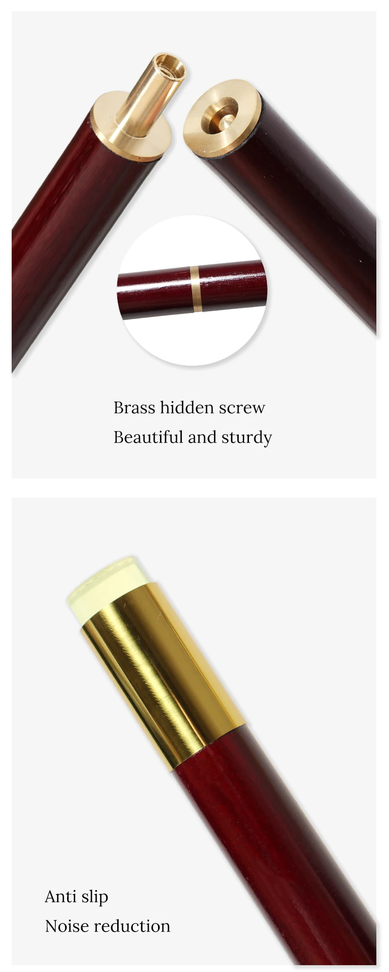 Fashion Smooth Round Pearl White Resin Handle Wooden Walking Cane Red 2-pieces Detachable Walking Stick for Men And Women