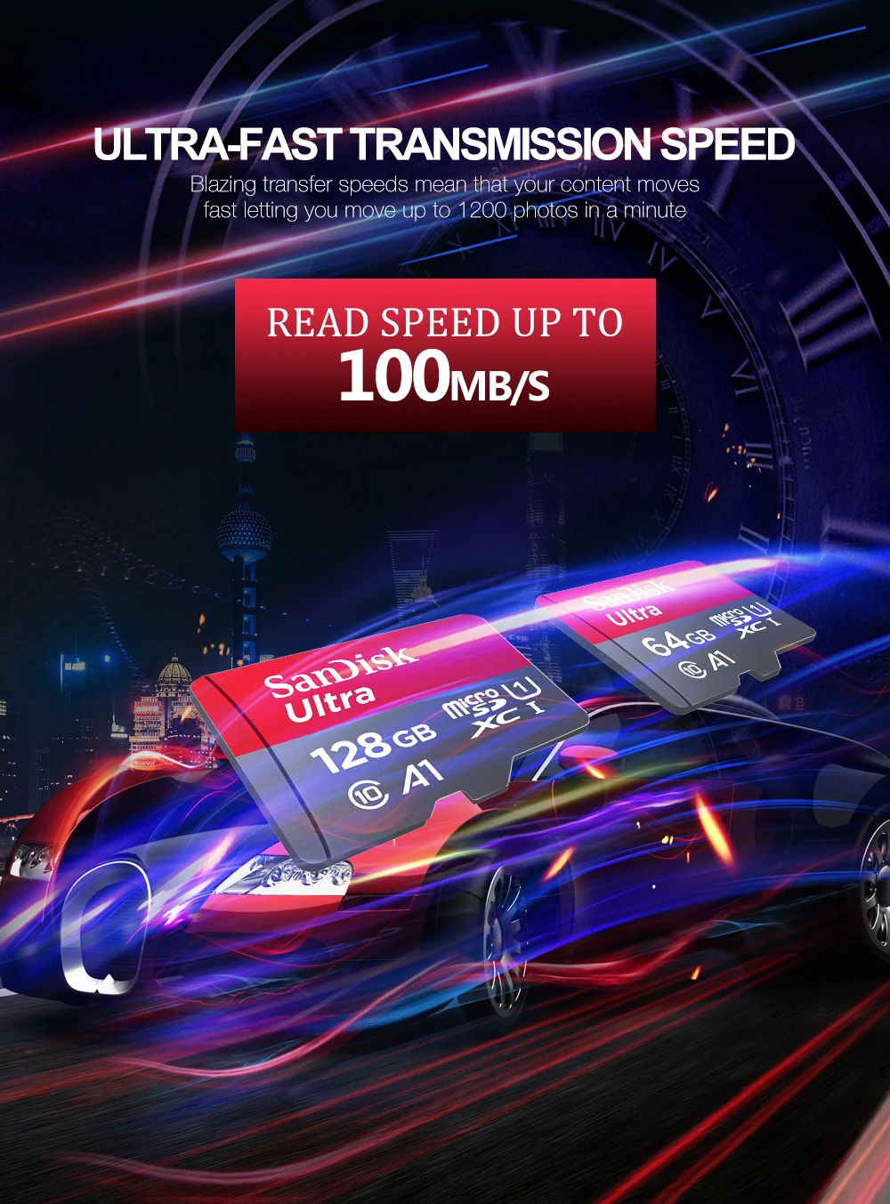 SanDisk 100% Original Memory Card 128GB 64GB 32GB A1 Micro SD Card Class 10 UHS-1 TF Flash Card for Samrtphone/PC