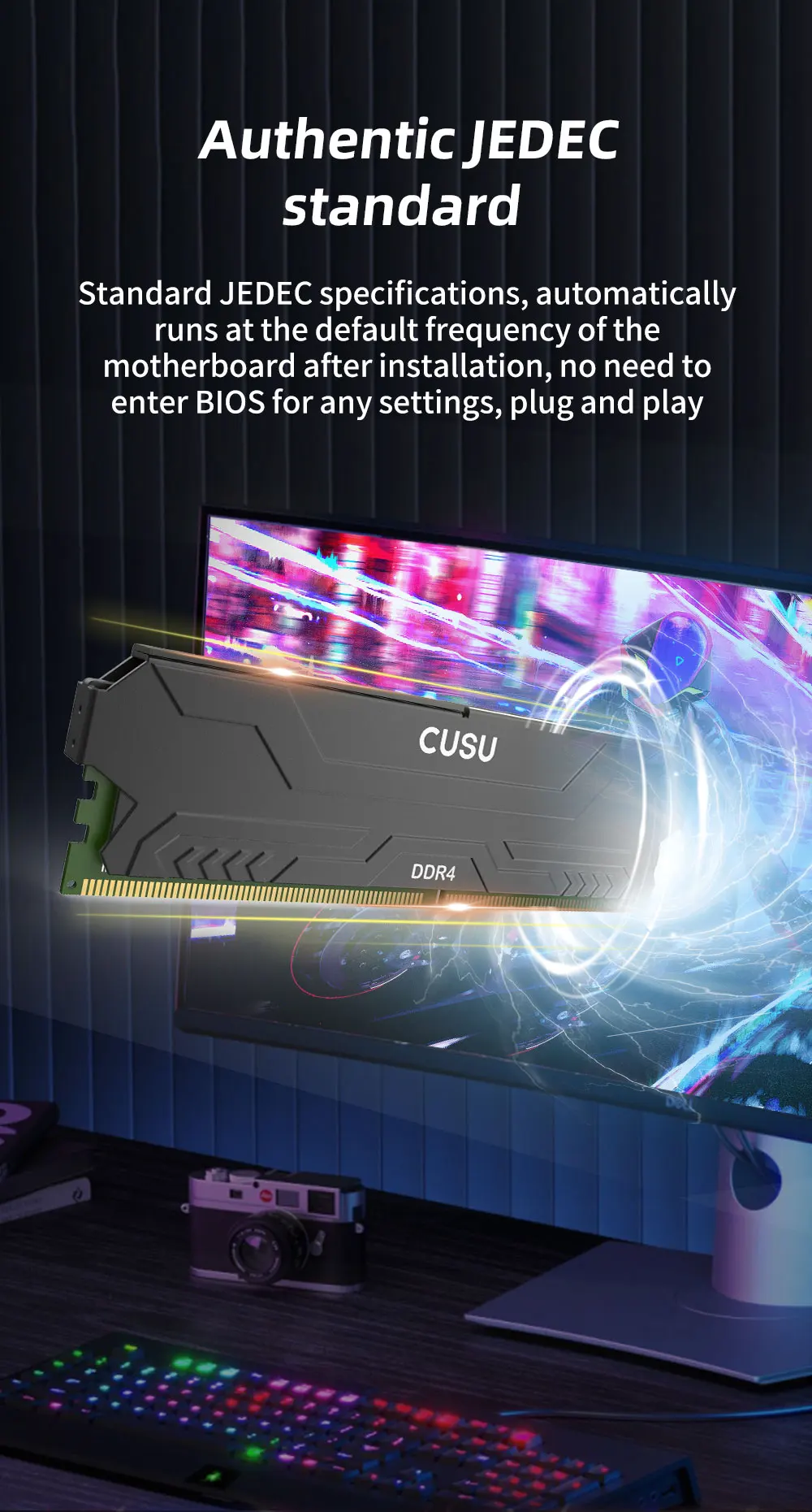 CUSU Ram DDR4 8gb 16gb 3200MHz 3600MHz 1.35V/1.2V 288pin Udimm Ram Memory DDR4 for Desktop