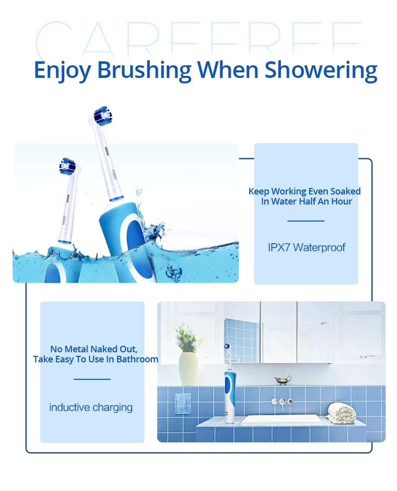 Oral B Electric Toothbrush Rotation Cleaning Oral 3D White Tooth Adult Vitality Tooth Brush Inductive Charging + Gift Brush Head