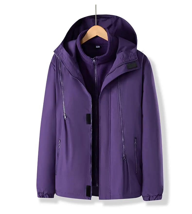 Women Three-in-One Detachable Autumn Winter Outdoor Climbing Windbreaker Windproof Waterproof Fleece Lined Jacket Coat Man Coats