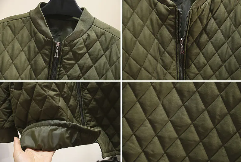 Women's Cotton Padded Parkas, Long Sleeve, Anti-Static Zipper, Wadded Jacket, Argyle Coat, Plus Size Clothing, Autumn, Winter