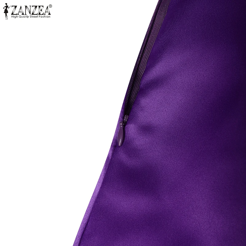 ZANZEA Elegant Women Party Maxi Dresses 2025 Autumn Fashion Stand Collar 3/4 Sleeve Half-Button Fitted Waist A-Line Robes Femme