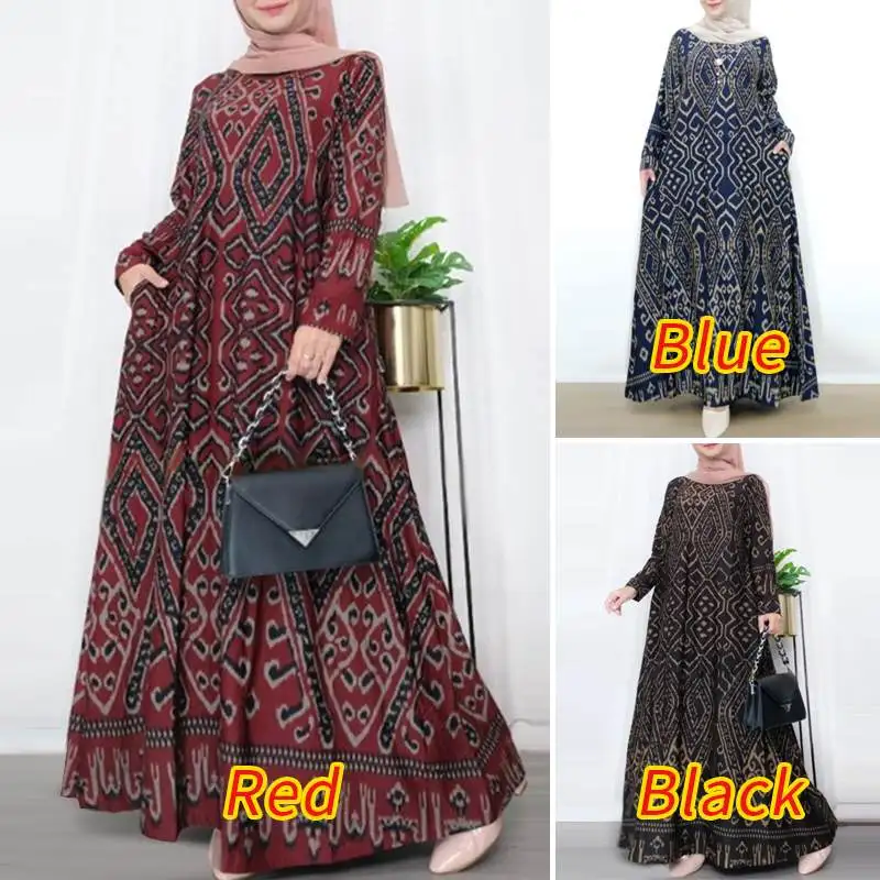 ZANZEA Women Vintage Floral Printed Sundress Spring Long Sleeve Muslim Abaya Maxi Long Dress Turkey Hijab Vestido Robe Femme
