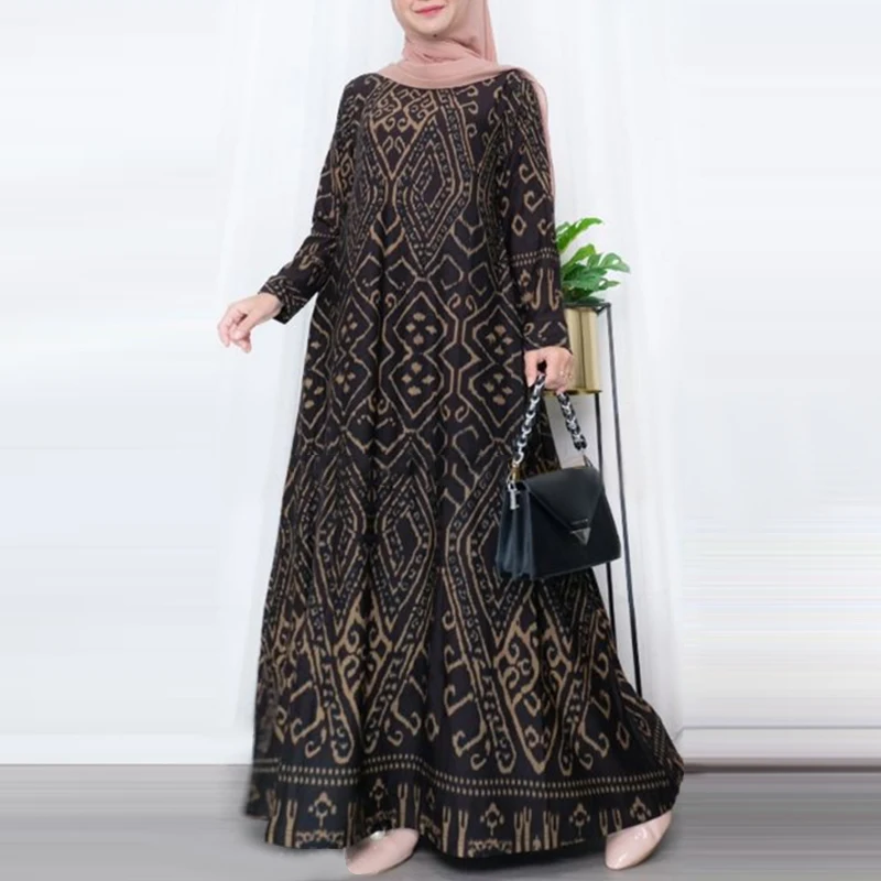 ZANZEA Women Vintage Floral Printed Sundress Spring Long Sleeve Muslim Abaya Maxi Long Dress Turkey Hijab Vestido Robe Femme