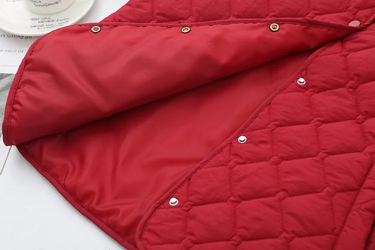 Simple Raglan Sleeve Thin Parkas Women Autumn Winter Plus Size Casual Clothing Argyle Padded Coat Thermal Quilted Jacket