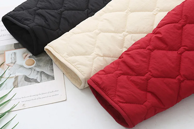Simple Raglan Sleeve Thin Parkas Women Autumn Winter Plus Size Casual Clothing Argyle Padded Coat Thermal Quilted Jacket