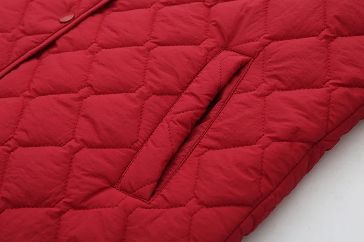 Simple Raglan Sleeve Thin Parkas Women Autumn Winter Plus Size Casual Clothing Argyle Padded Coat Thermal Quilted Jacket