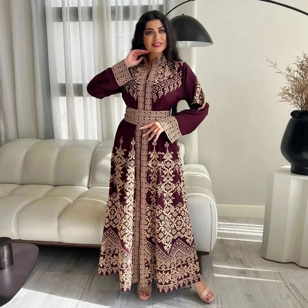 Ramdan Eid Print Jalabiya Muslim Women Zipper Long Dress Robe Dubai Abaya Outfits Kaftan Ethnic Islam Clothing Caftan Dresses