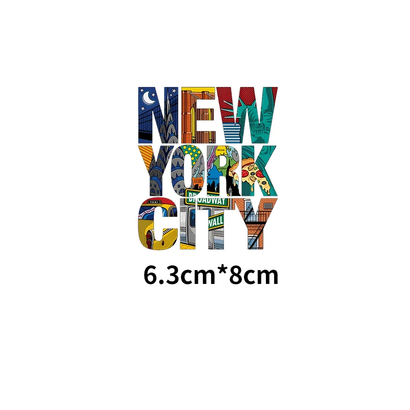 New York Letters DTF Heat Transfer vinyl clothing printed patch DIY men's and women's hoodie T-shirts decorated with stripes
