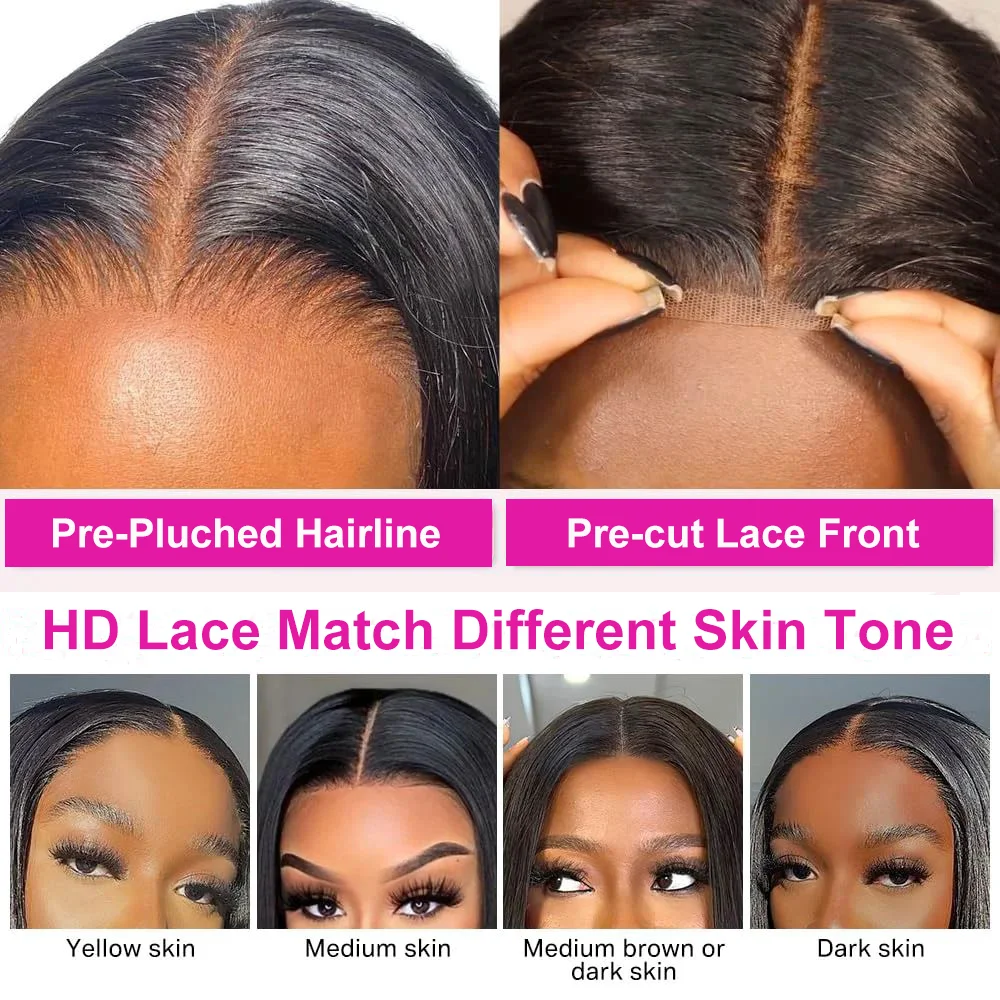Short Straight Bob Wig Human Hair Wig 13x4 Hd Lace Front Wig 4x4 Closure Wig 230% Density Cheap Wig Natural Black 12 14 16 inch