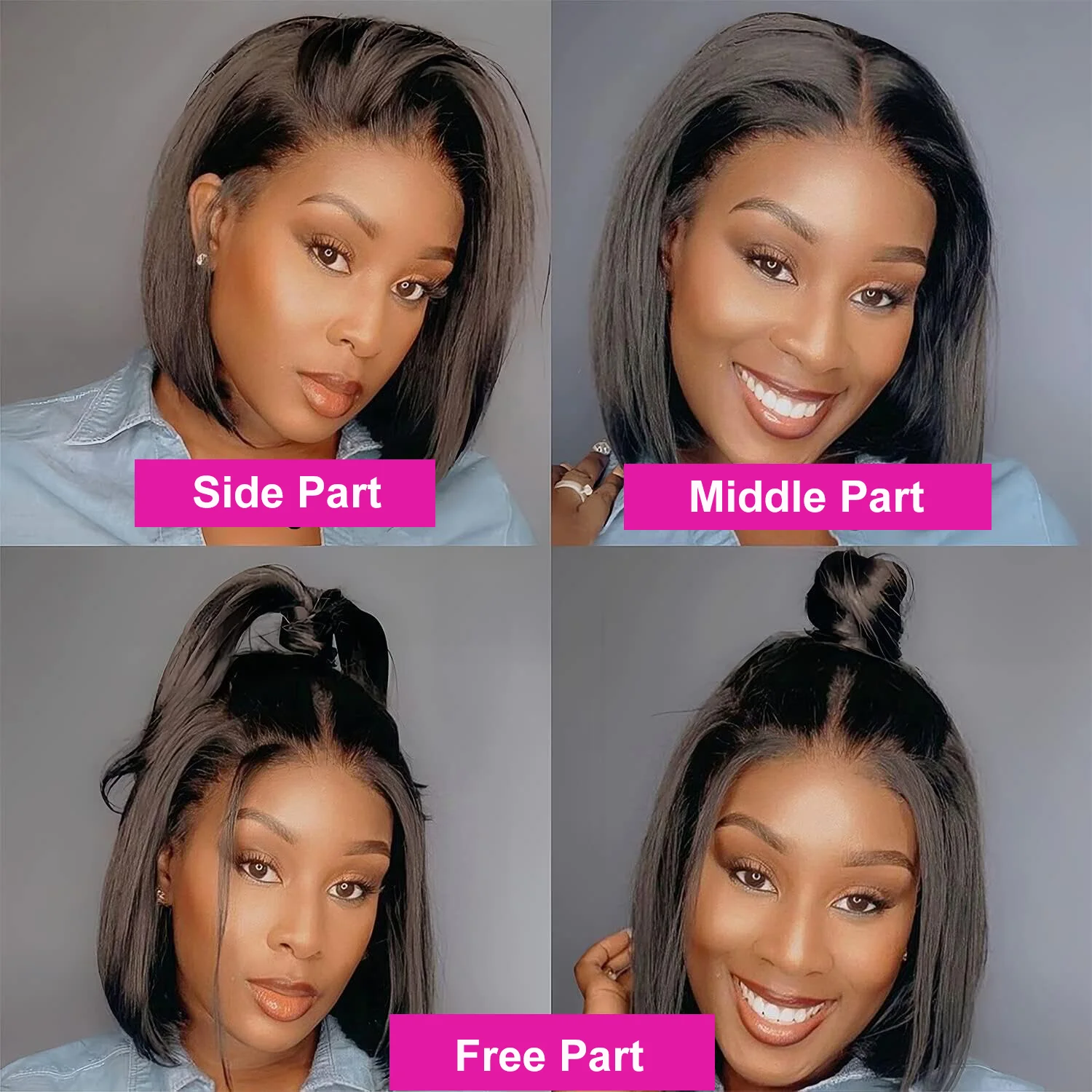 Short Straight Bob Wig Human Hair Wig 13x4 Hd Lace Front Wig 4x4 Closure Wig 230% Density Cheap Wig Natural Black 12 14 16 inch