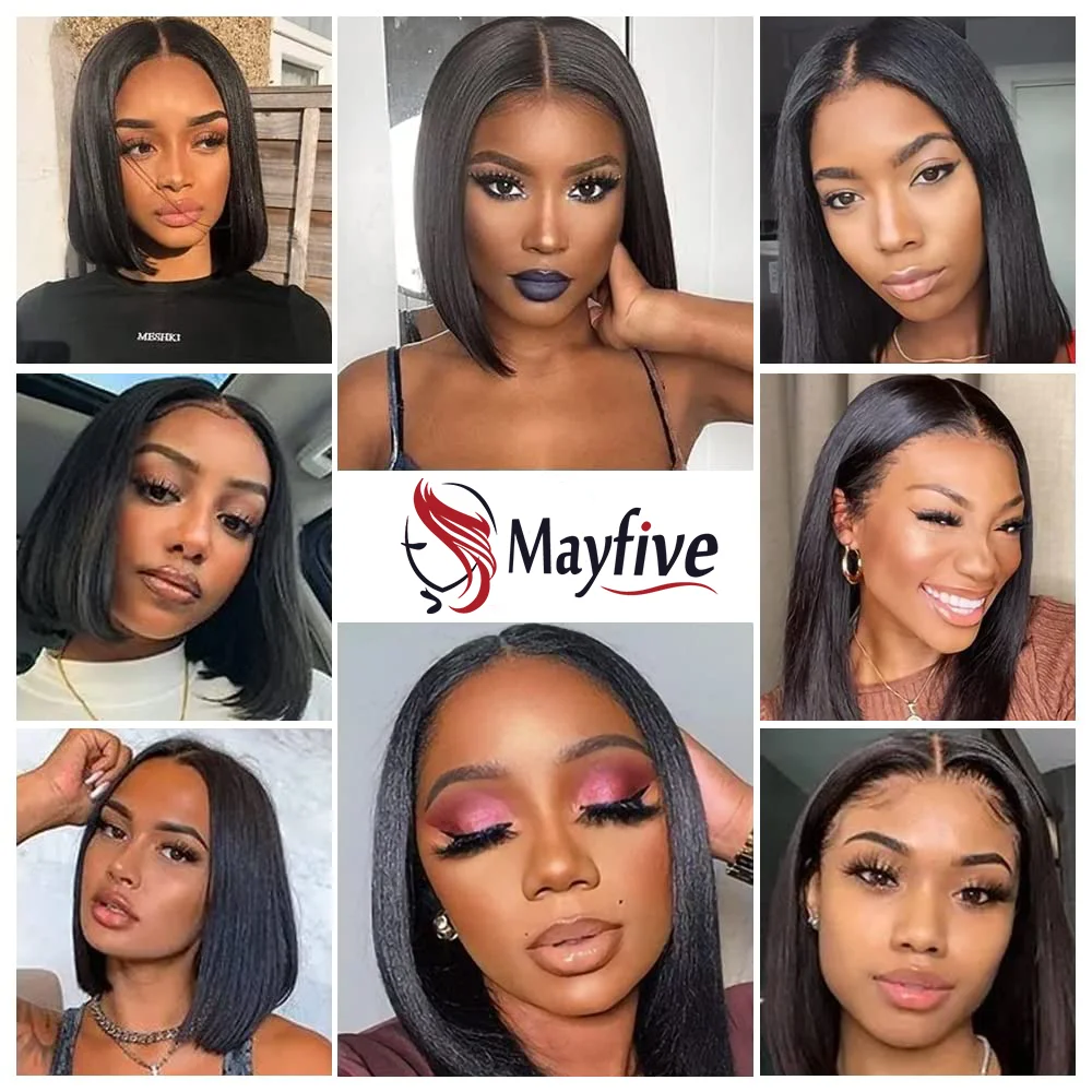 Short Straight Bob Wig Human Hair Wig 13x4 Hd Lace Front Wig 4x4 Closure Wig 230% Density Cheap Wig Natural Black 12 14 16 inch