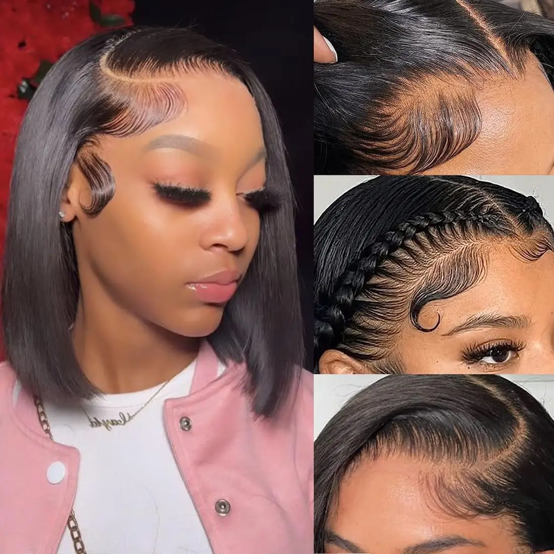 Short Straight Bob Wig Human Hair Wig 13x4 Hd Lace Front Wig 4x4 Closure Wig 230% Density Cheap Wig Natural Black 12 14 16 inch