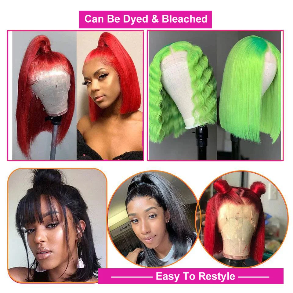 Short Straight Bob Wig Human Hair Wig 13x4 Hd Lace Front Wig 4x4 Closure Wig 230% Density Cheap Wig Natural Black 12 14 16 inch