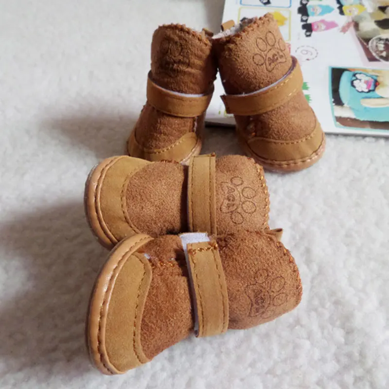 Pet Dog Shoes 4pcs Thick Warm Rain Snow Carton Boots Prewalkers Walking Puppy Sneakers Dog Accessories