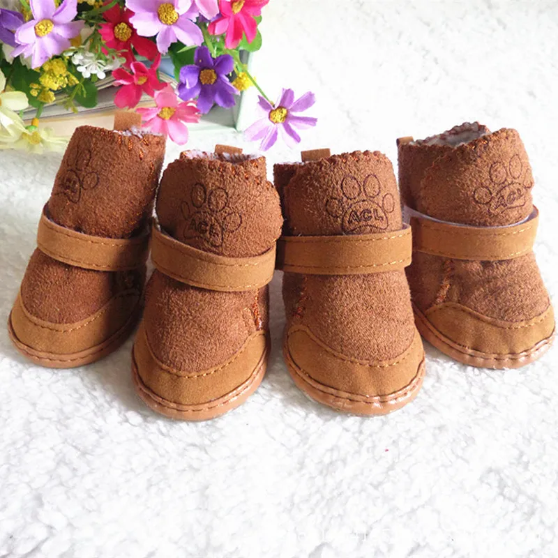 Pet Dog Shoes 4pcs Thick Warm Rain Snow Carton Boots Prewalkers Walking Puppy Sneakers Dog Accessories